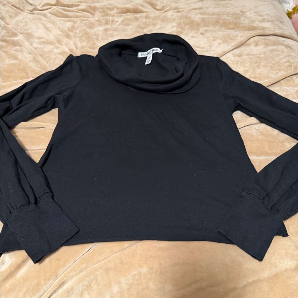 Michael Stars Black Long Sleeve Draped Neck Top Tee Women’s Large